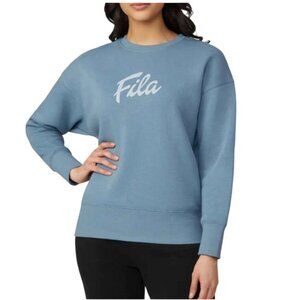 Fila Womens Blue Crewneck Sweatshirt Size M Casual Pullover 80% Cotton Soft Flee